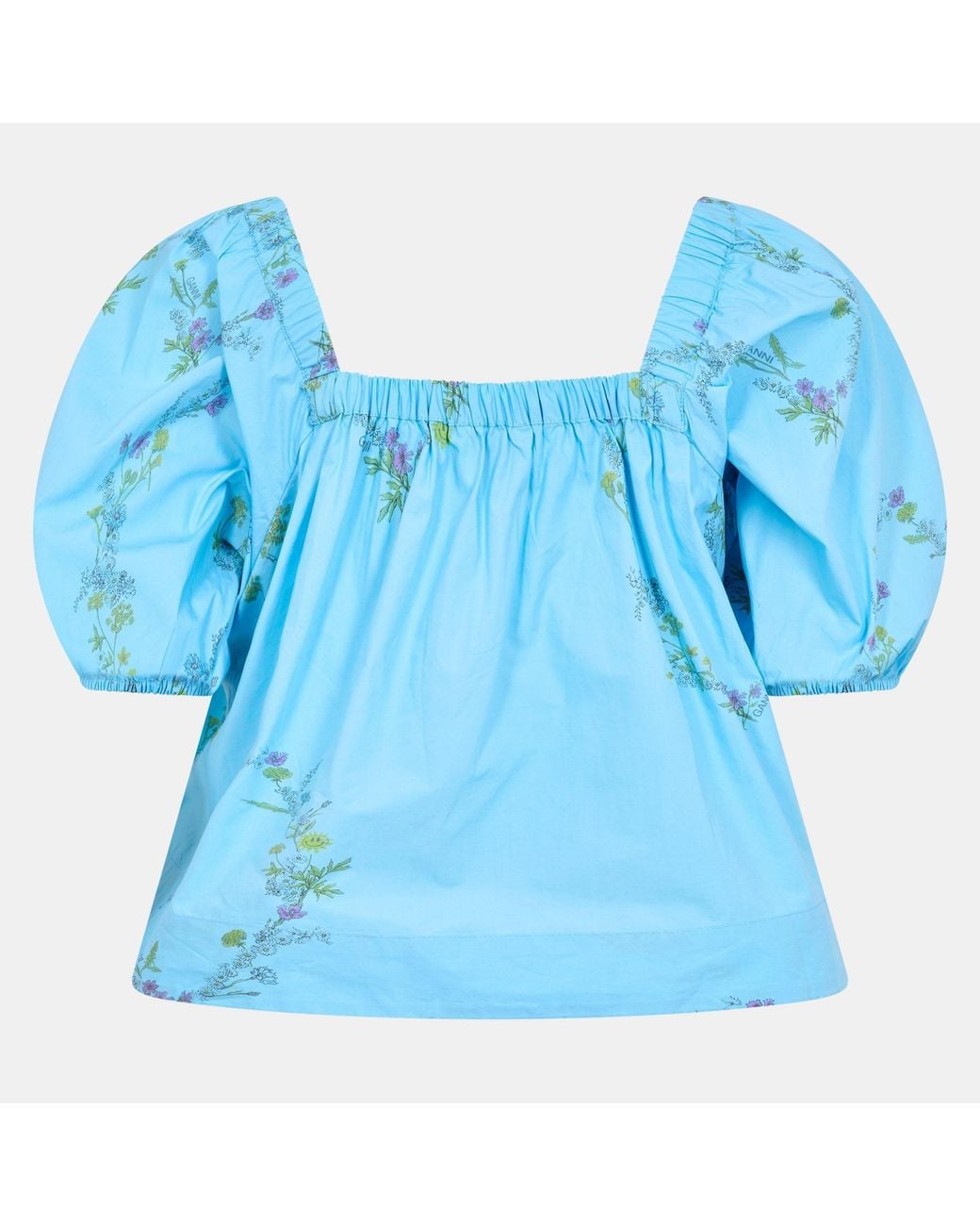 Ganni Blue Floral Print Top
