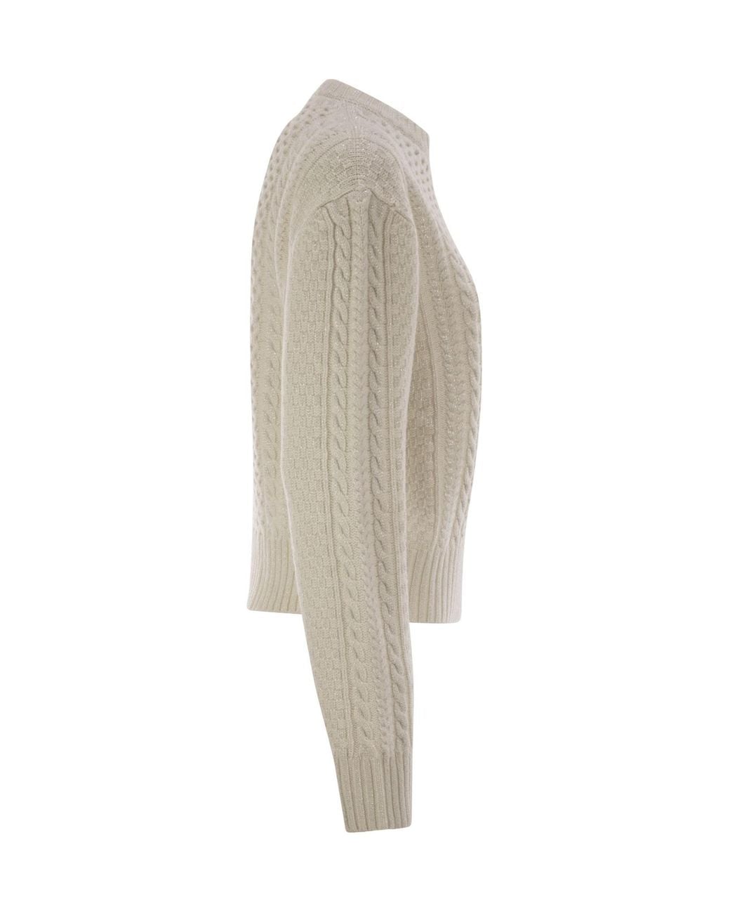 Fabiana Filippi Natural Cable-Knit Embellished Jumper