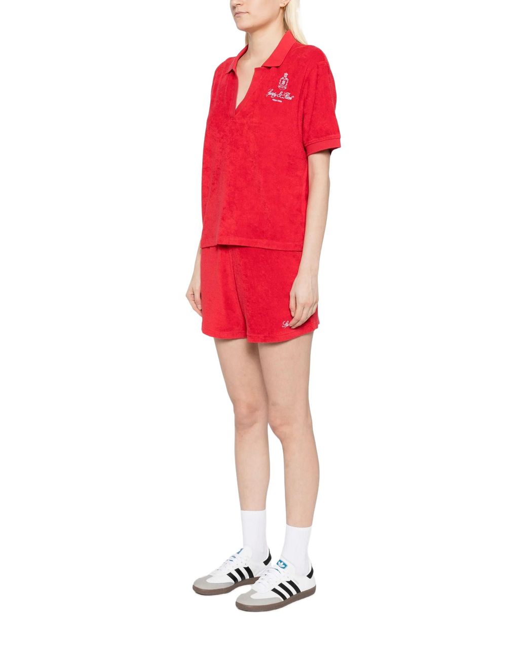 Sporty & Rich Red Vendome Terry Polo Top