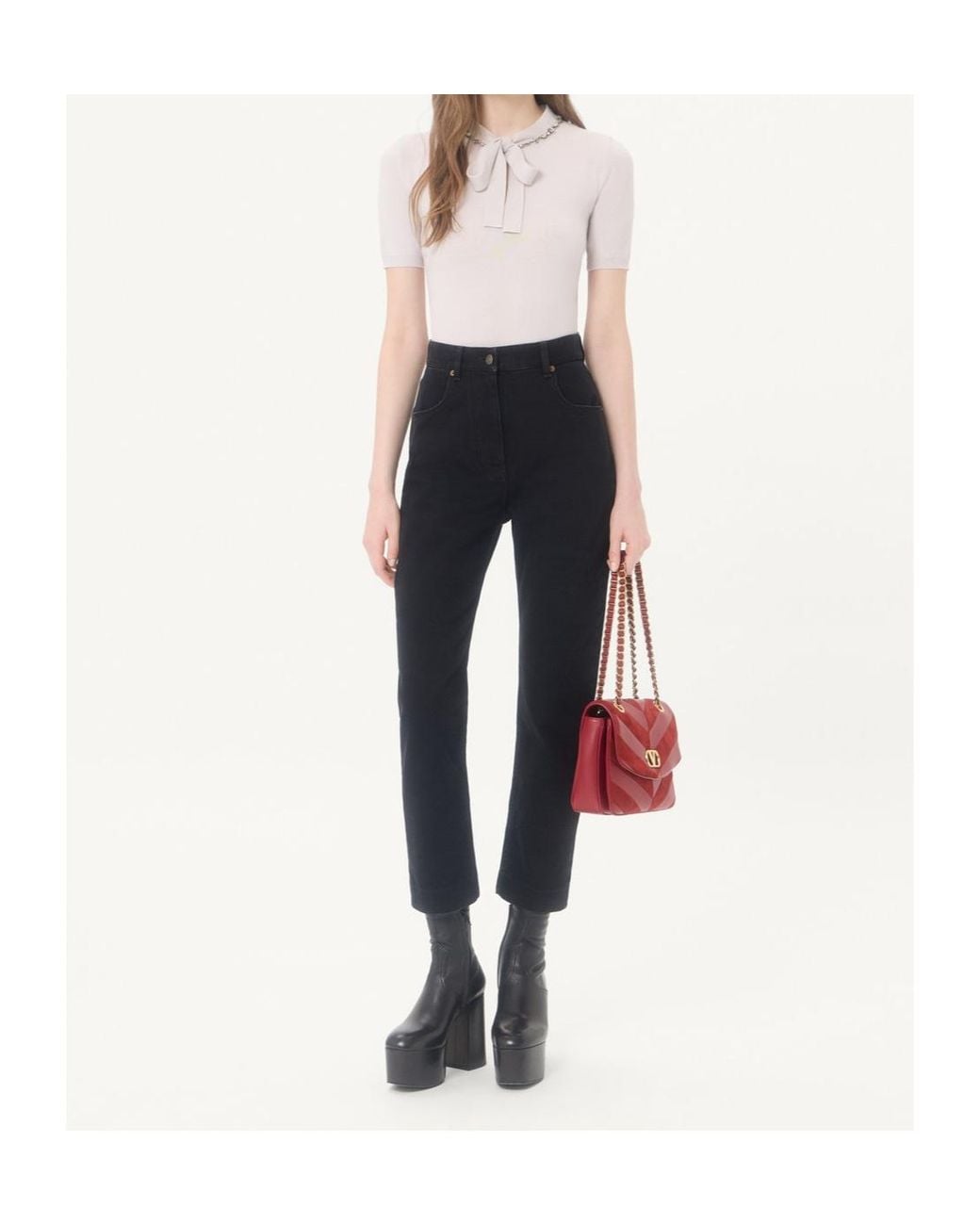 Valentino White Embellished Short-Sleeved Jumper