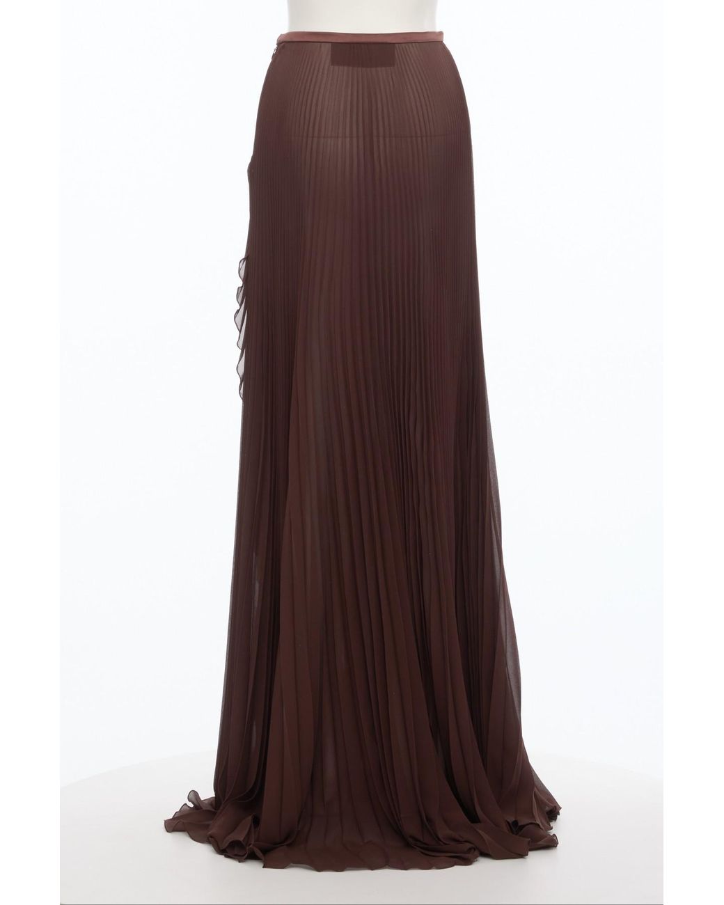 Valentino Brown High Waist Pleated Skirt