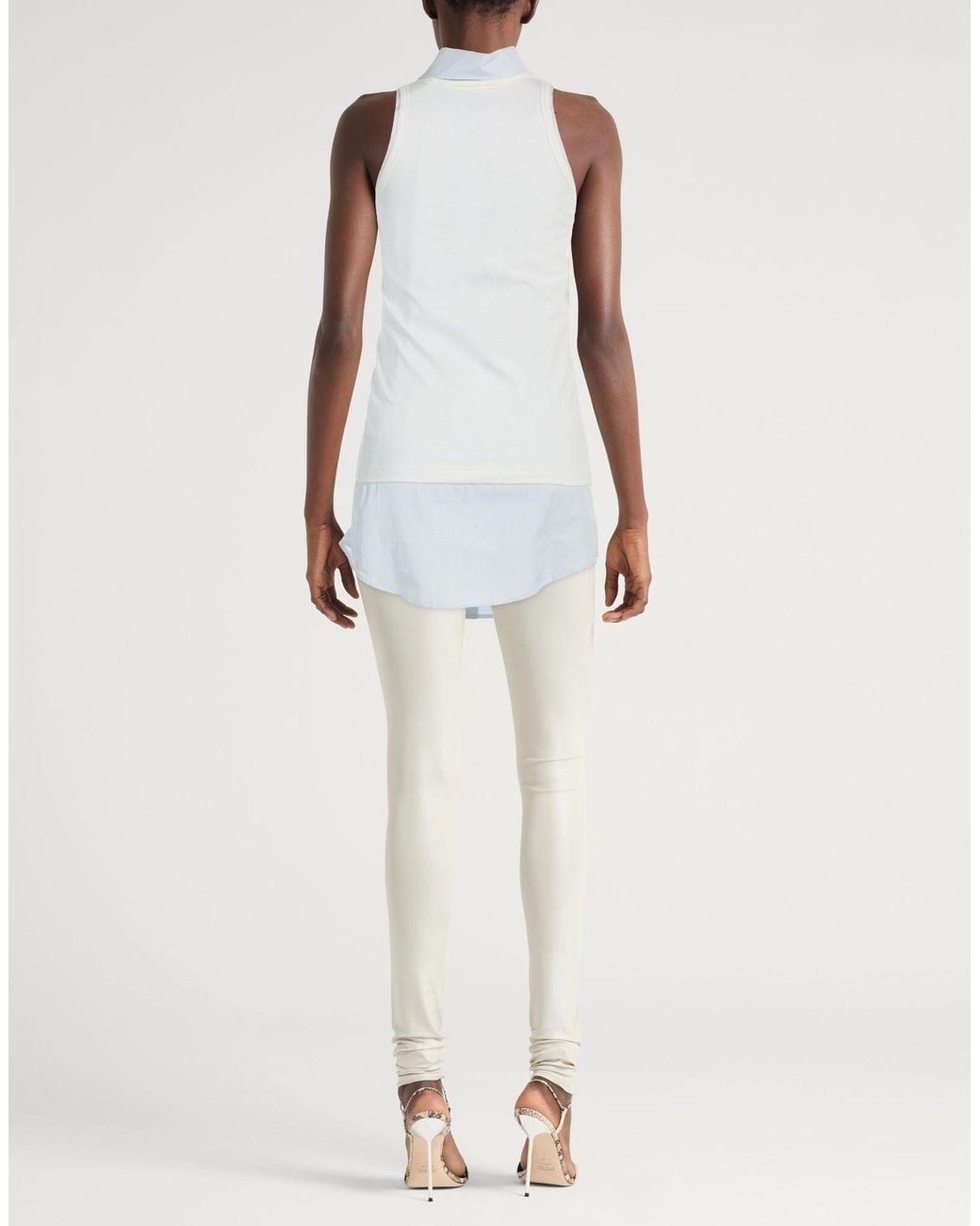 Maison Margiela White Two-Tone Long Sleeveless Shirt