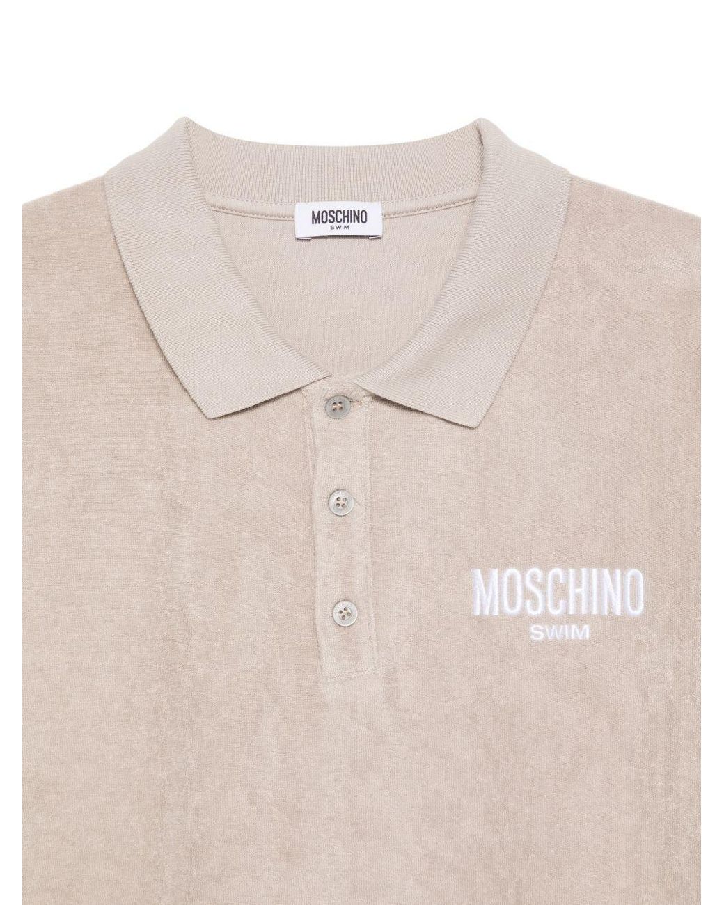 Moschino White Buttoned Polo Shirt for men