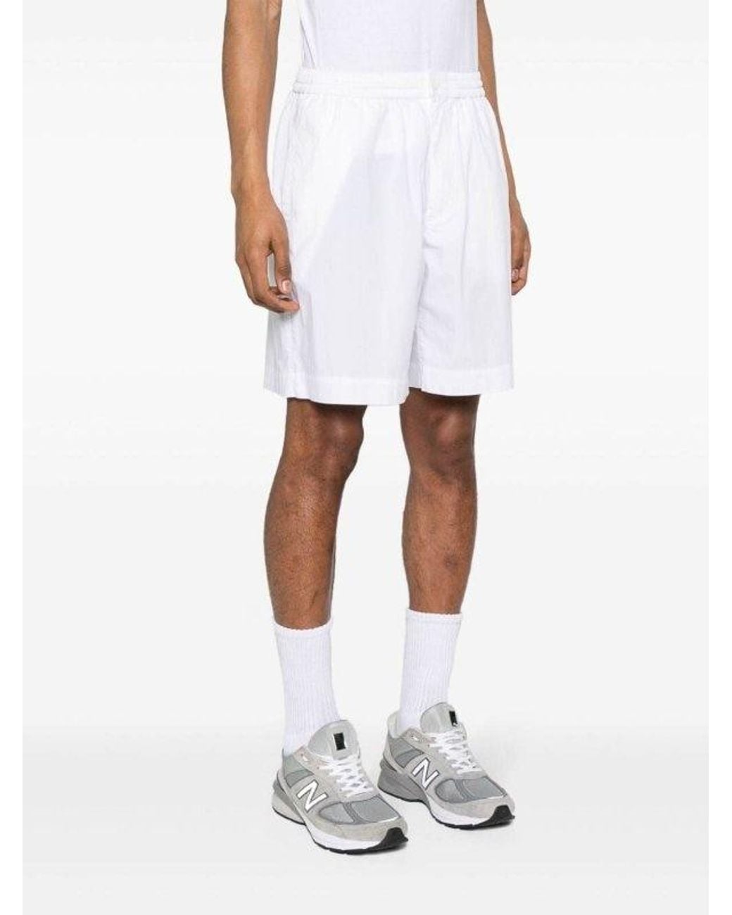 Aspesi White Elasticated-Waist Poplin Shorts for men