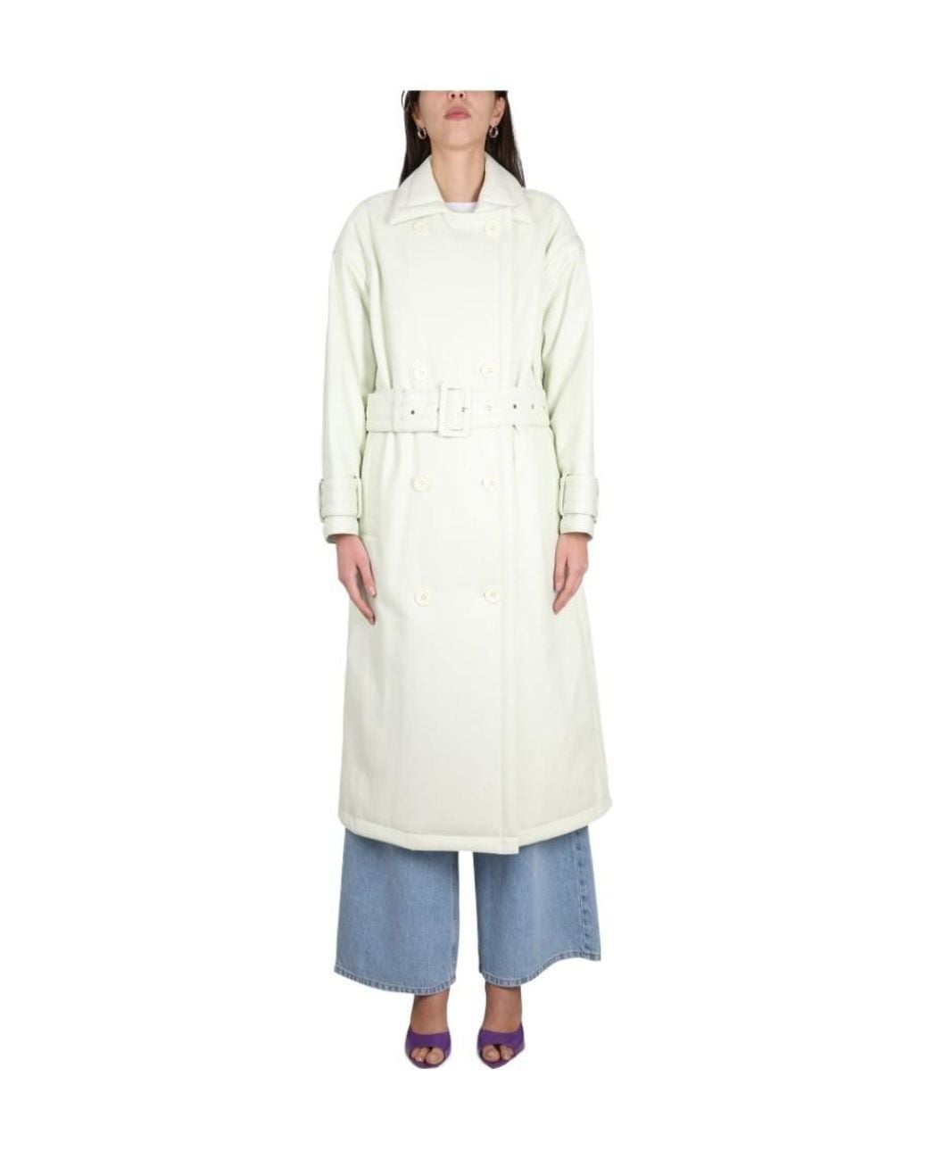 Stand Studio White Emily Double-Breasted Belted Trench Coat