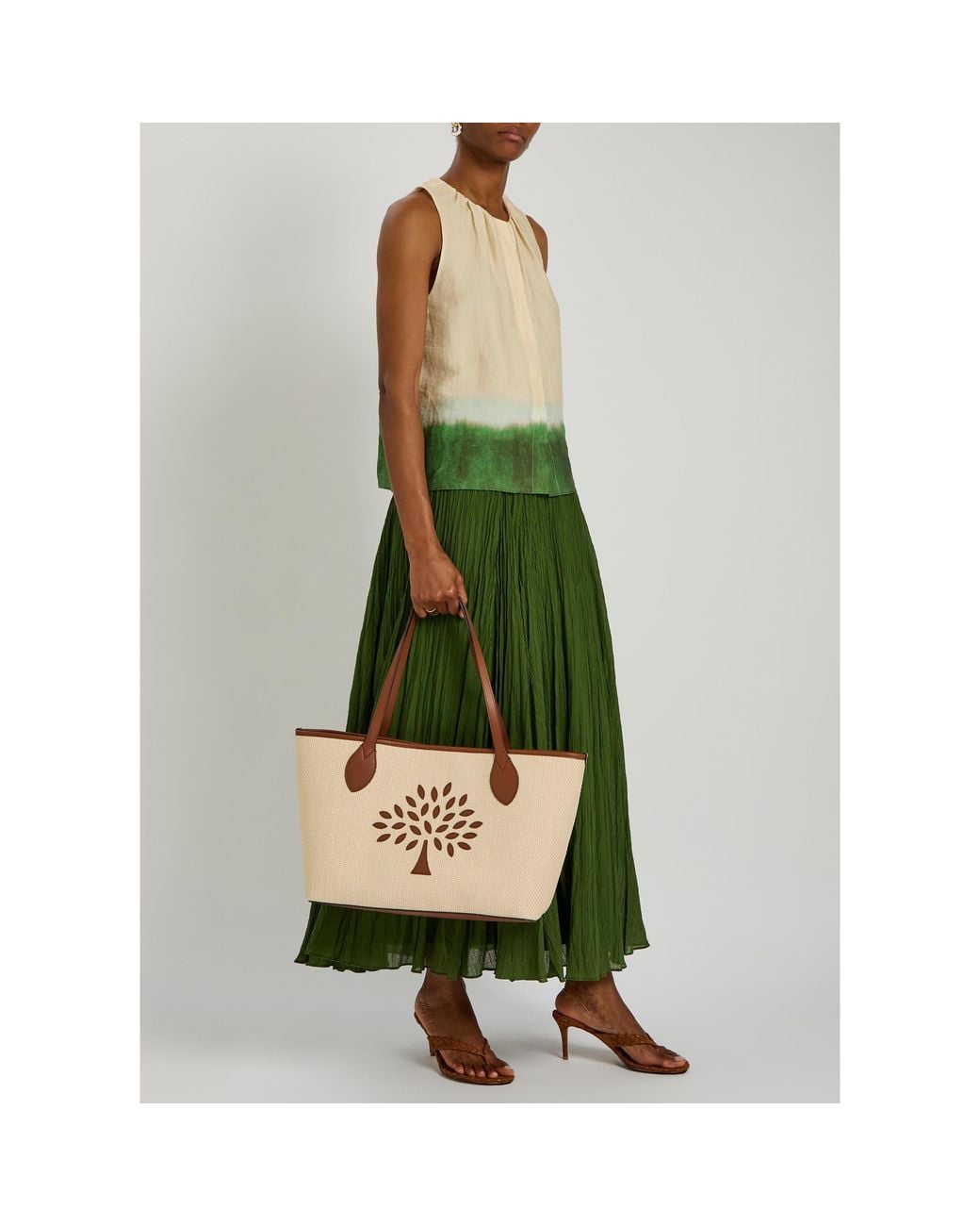 Mulberry Natural Straw-Woven Tote Bag