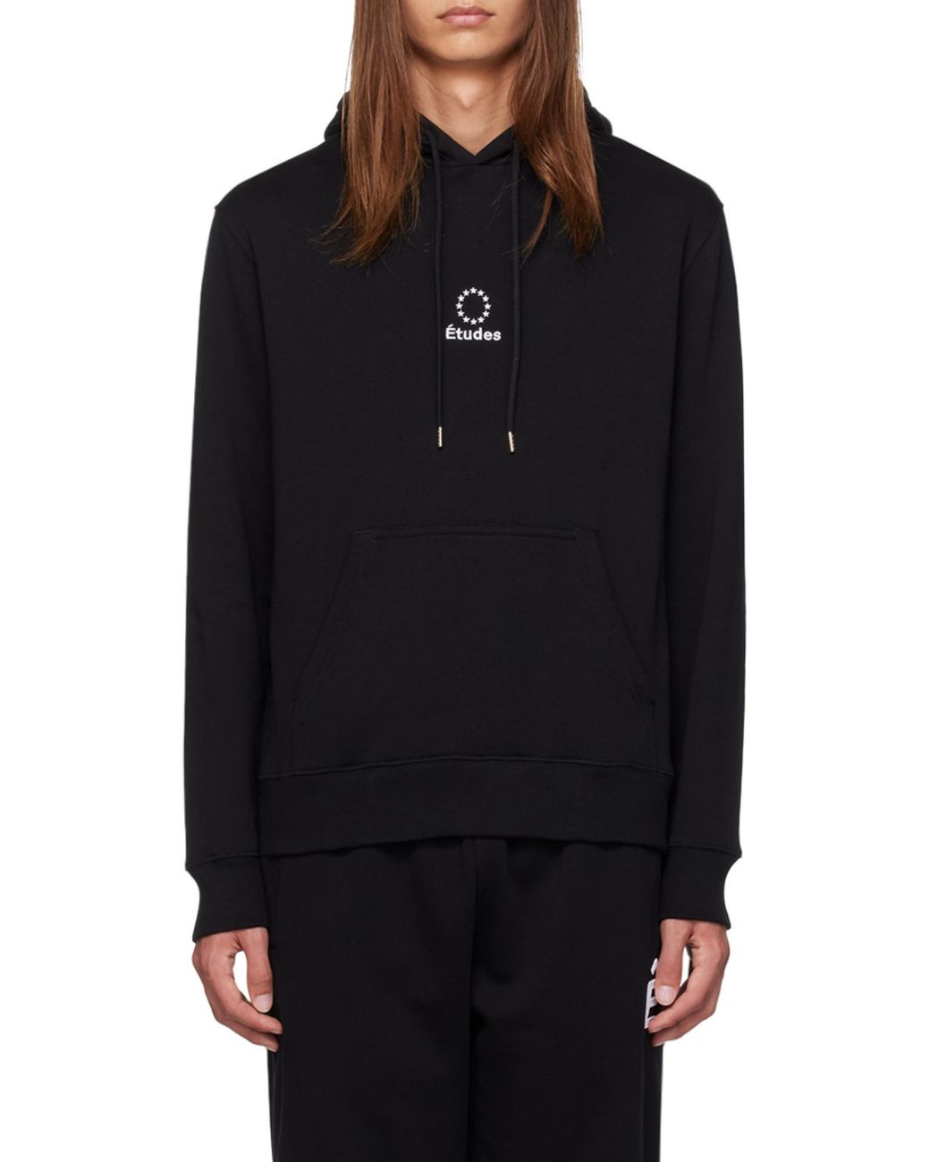 Etudes Studio Black Logo Embroidered Drawstring Hoodie for men