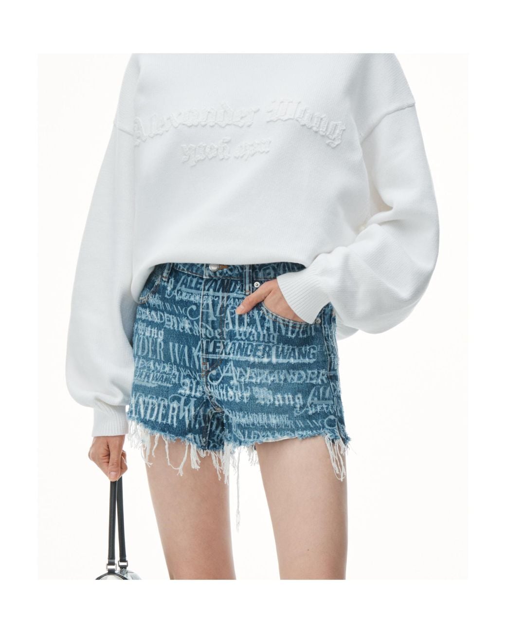 Alexander Wang Blue All-Over Logo Shorts