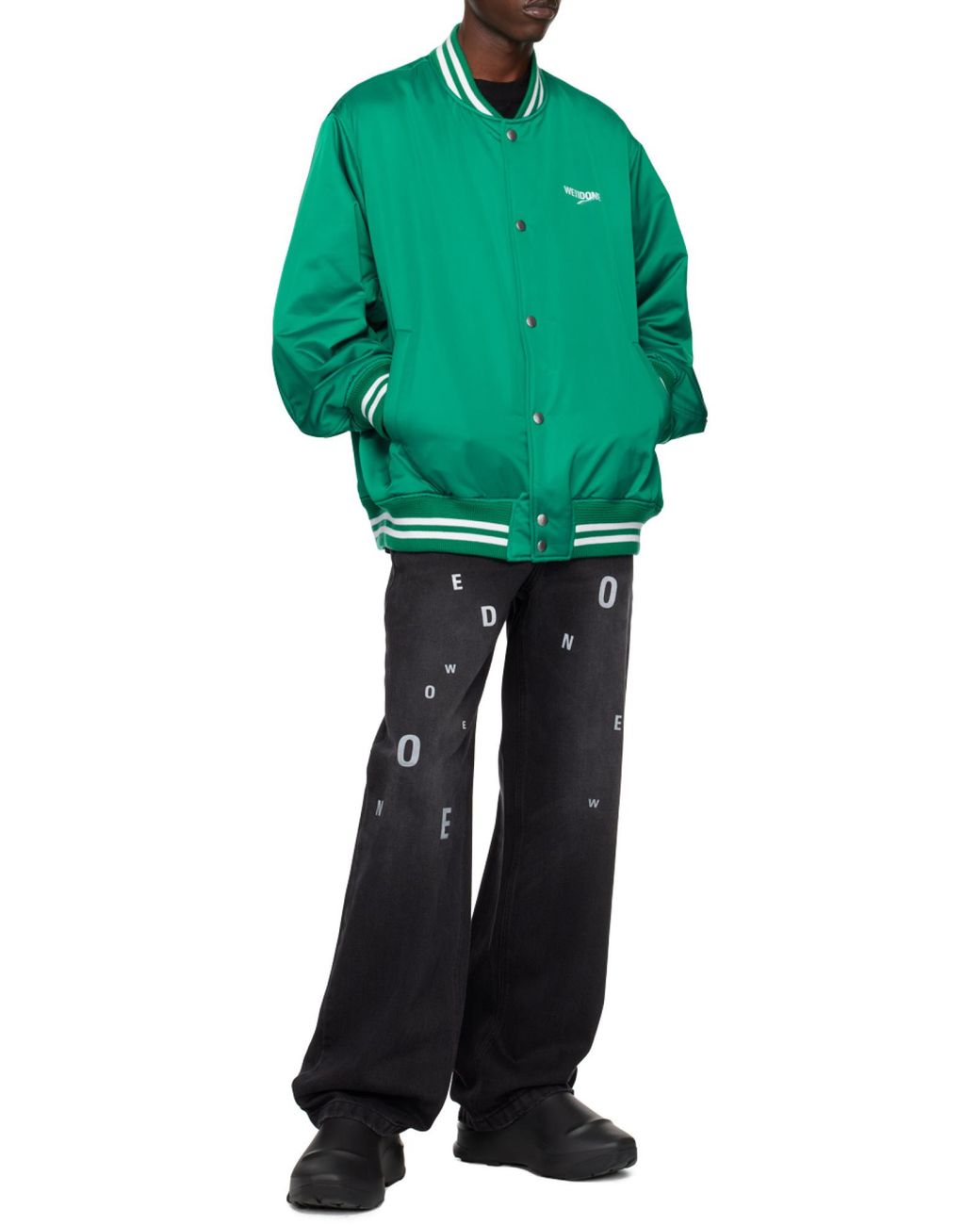 we11done Green Logo-Print Bomber Jacket for men