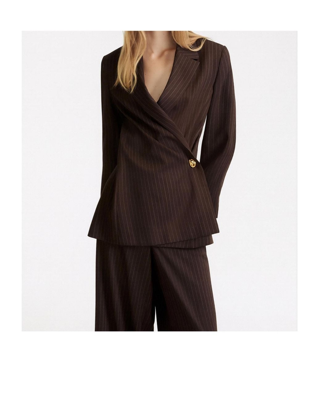 Marella Brown Striped Suit Jacket