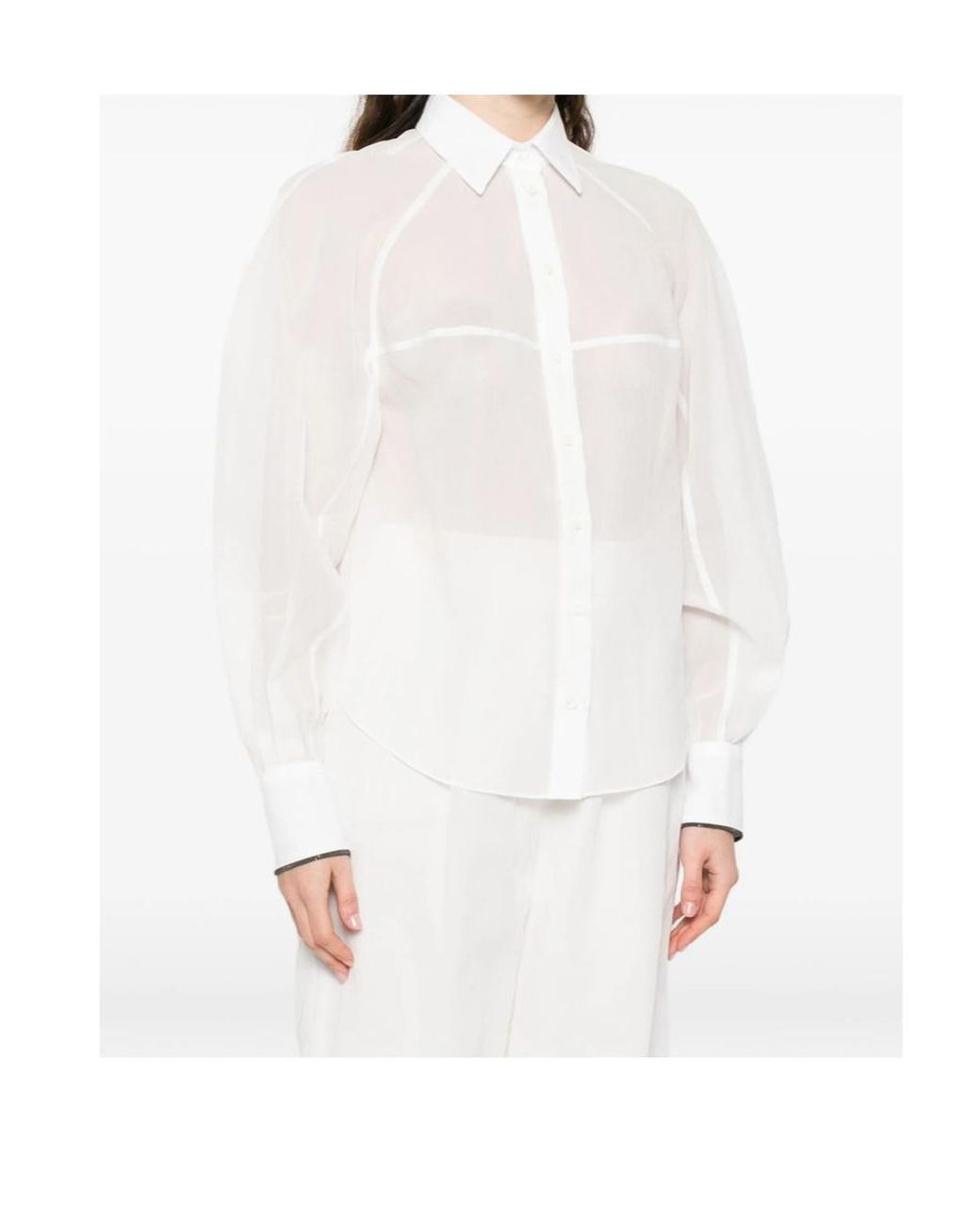 Brunello Cucinelli White Long-Sleeved Buttoned Shirt