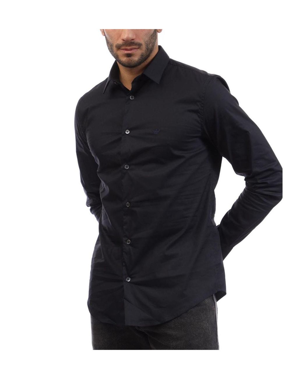 Emporio Armani Blue Elastic Shirt for men