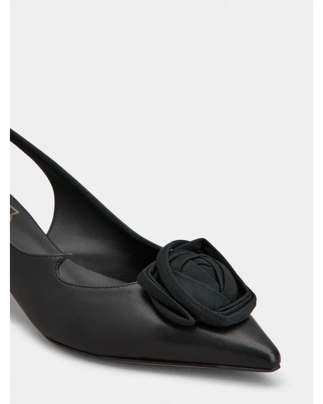 Roger Vivier Black Rose Embellished Pointed Toe Slingback Pumps