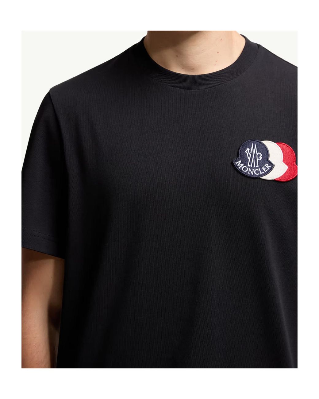 Moncler Black Logo Embroidered Crewneck T-Shirt for men