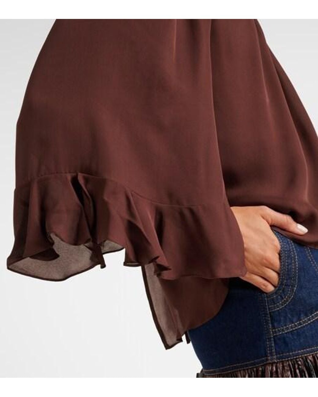 Johanna Ortiz Brown Silk Georgette Blouse
