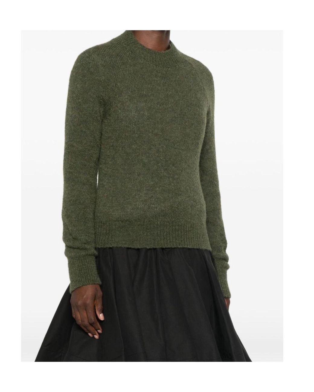 Dries Van Noten Green Texas High Crewneck Sweater