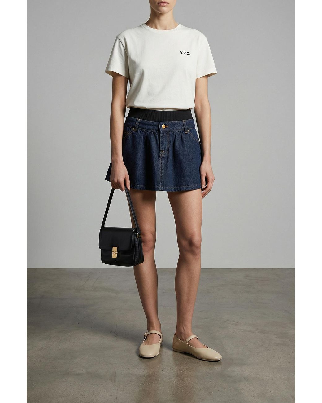 7 For All Mankind Blue 'Banded Mini' Skirt