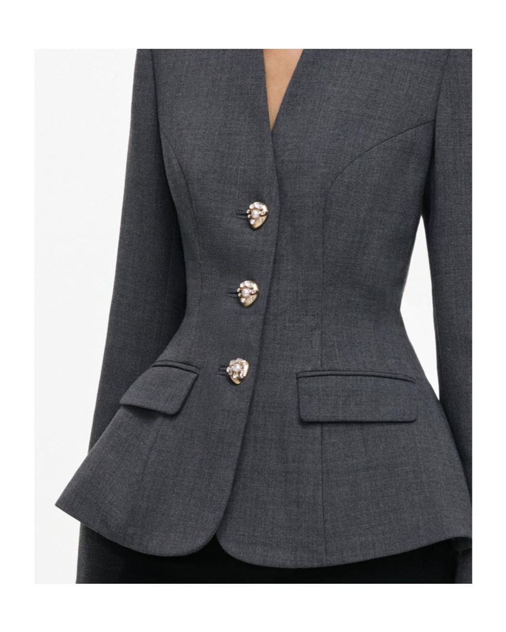Self-Portrait Black Wool Peplum Blazer