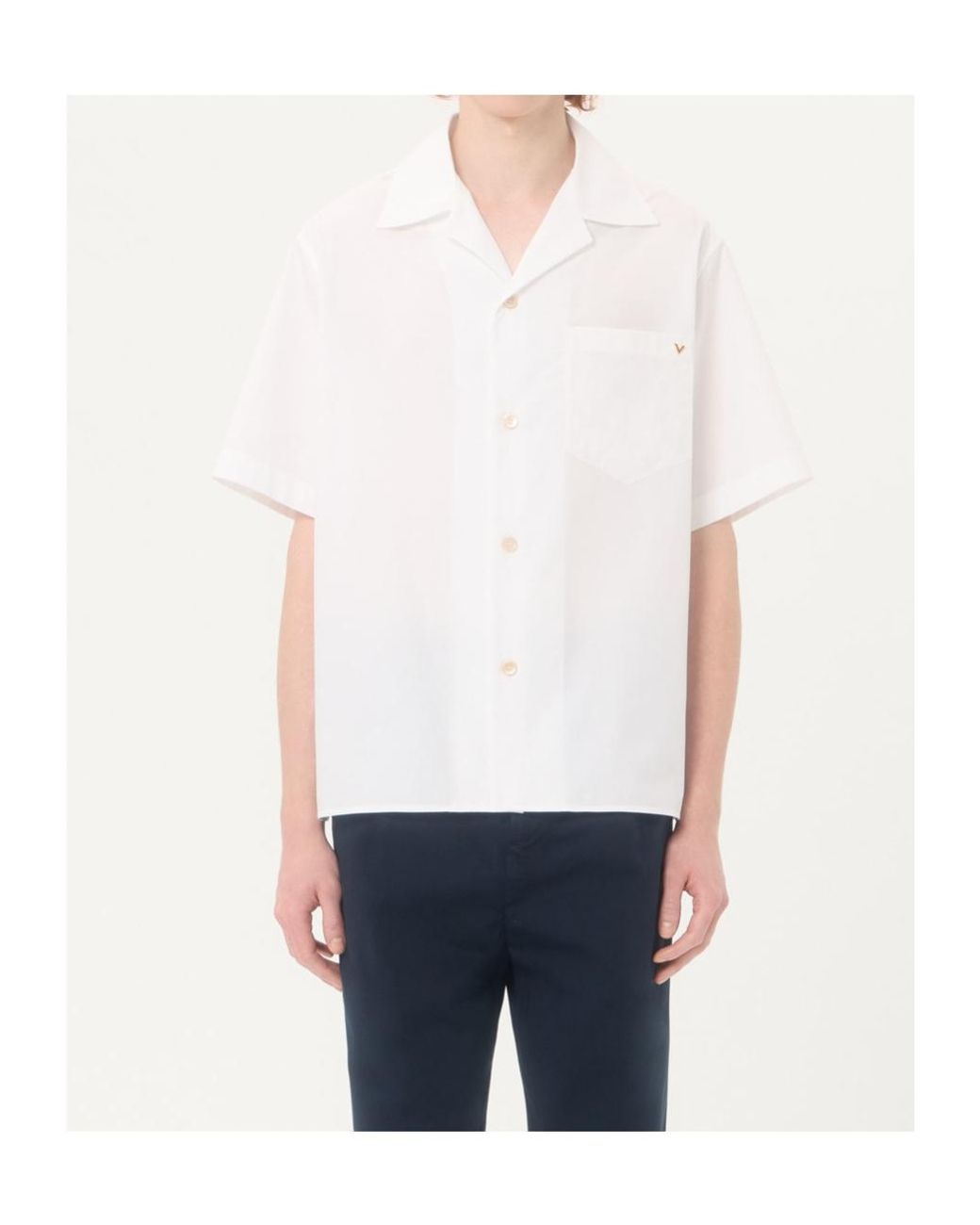 Valentino White Button-Up Bowling Shirt for men
