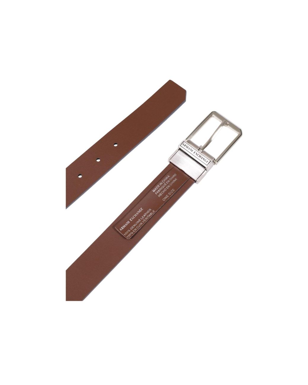 ARMANI EXCHANGE White Reversible Tongue Belt With An Adjustable Fit for men