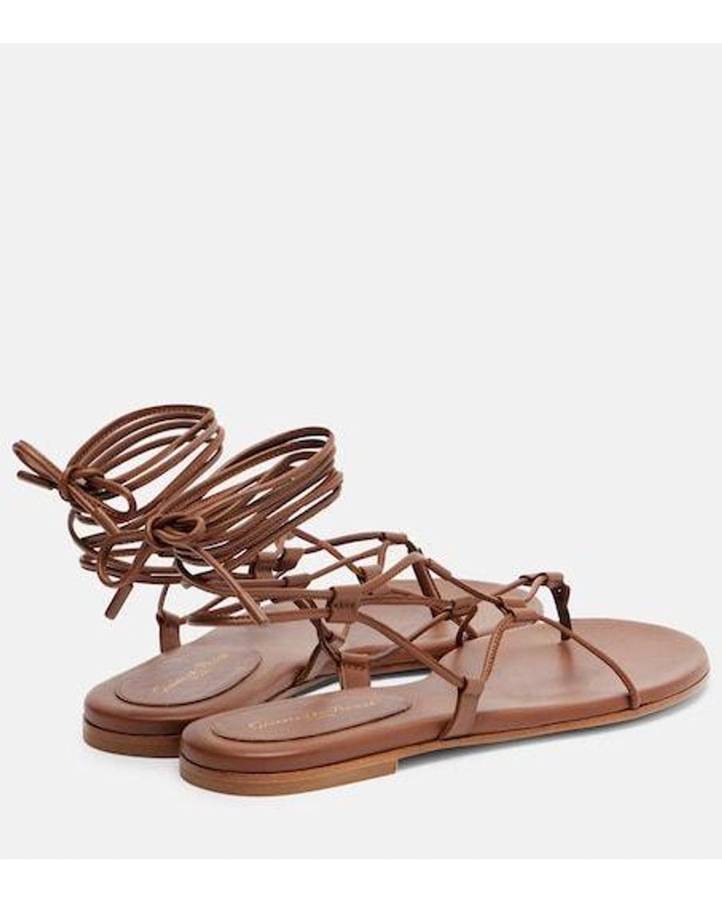 Gianvito Rossi Pink Leather Gladiator Sandals