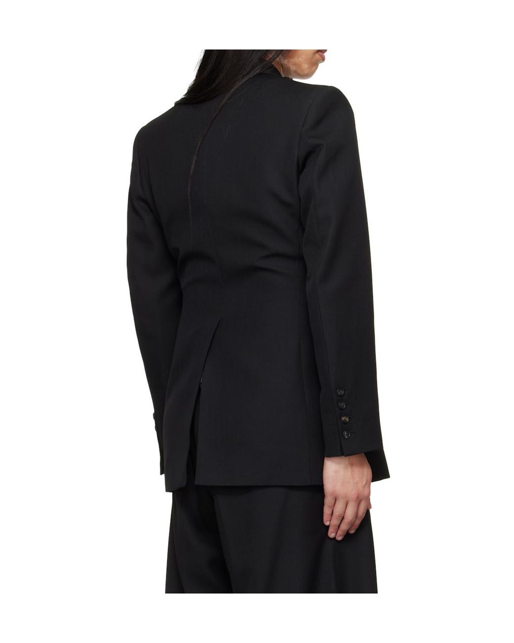 Egonlab Black Egonic Wool Double-Breasted Suit Jacket for men