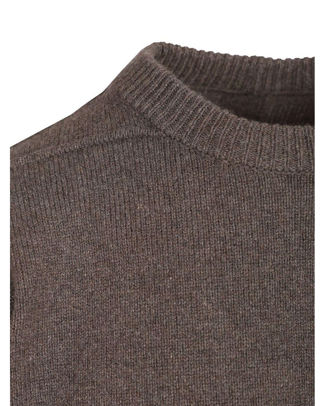 Rick Owens Gray Ribbed Crew Neck Knitted Sweater for men