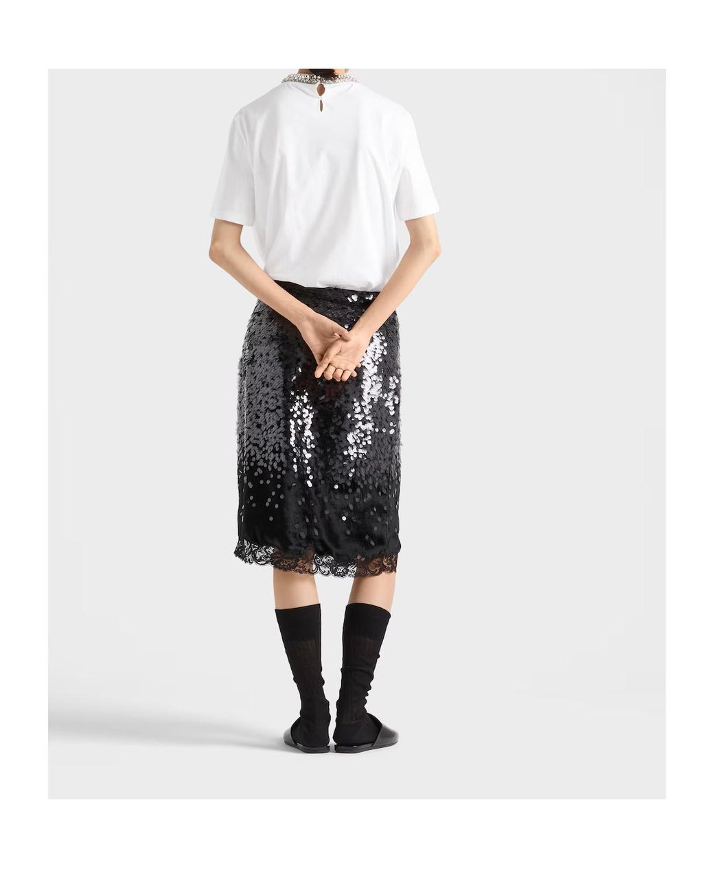 Prada White Embellished Crewneck T-Shirt