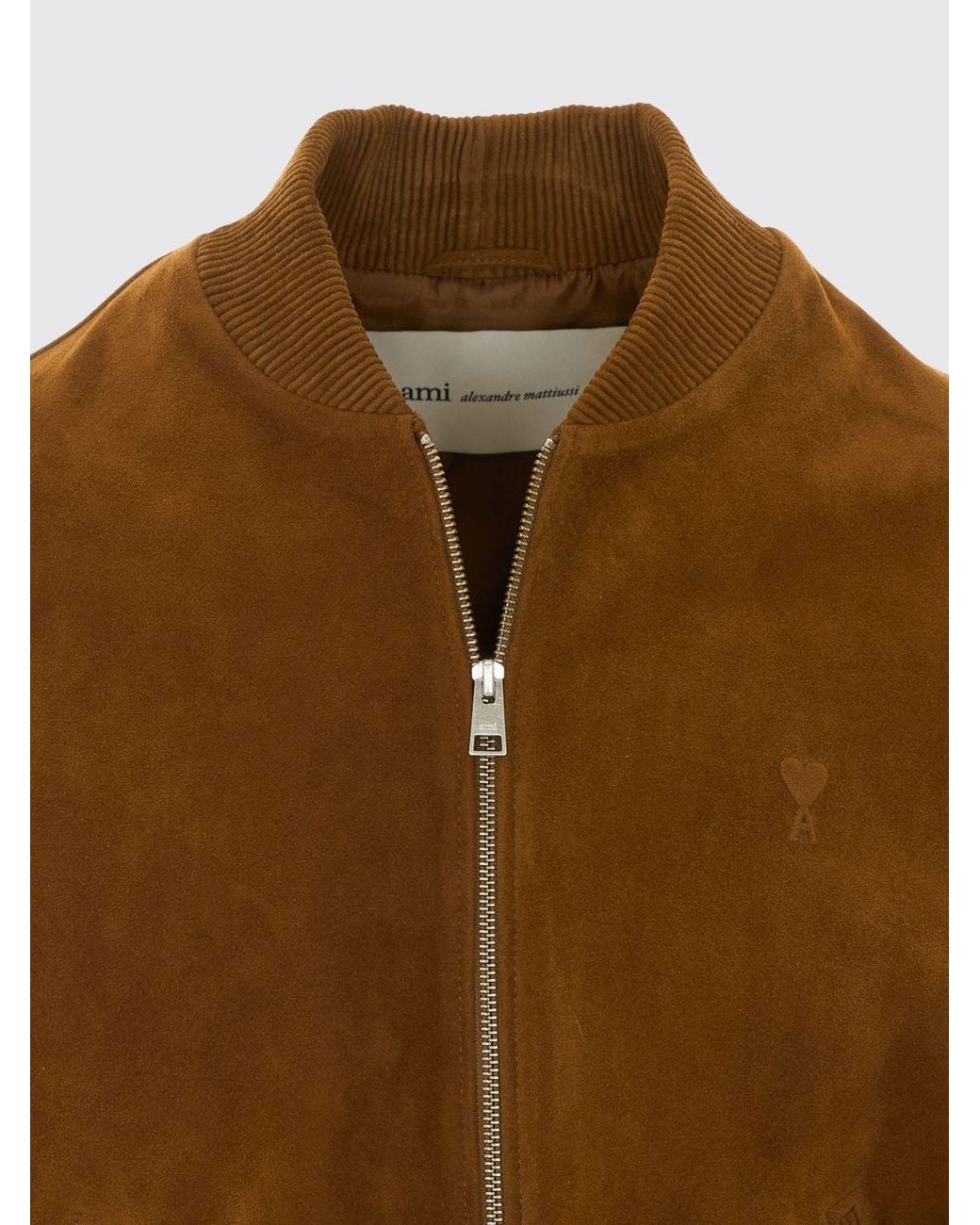 AMI Brown Leather Jackets for men