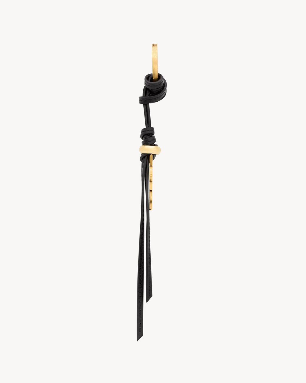Saint Laurent White Cassandre Knotted Leather Keyring