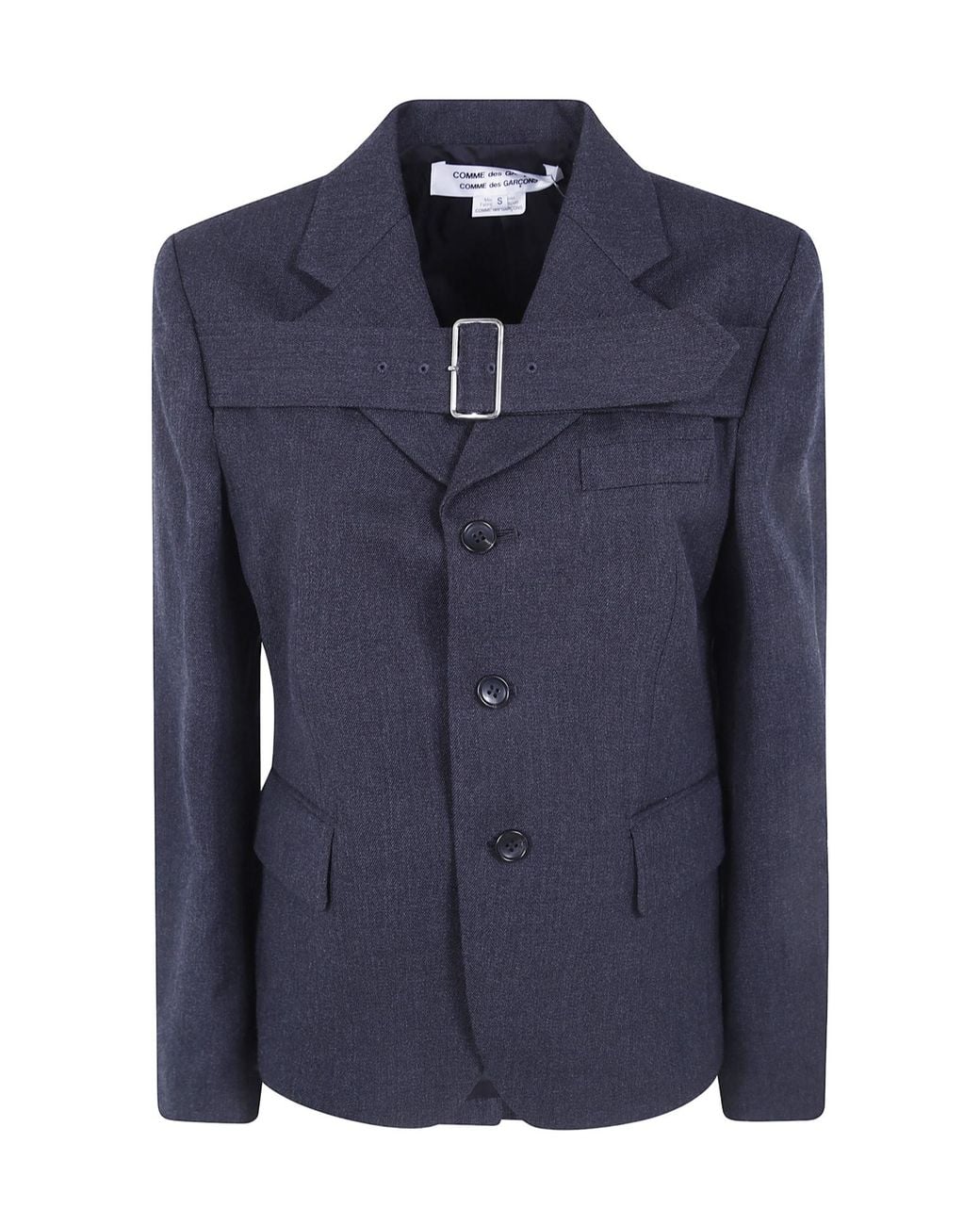 Comme des Garçons Blue Comme Des Garçons Single Breasted Belted Jacket
