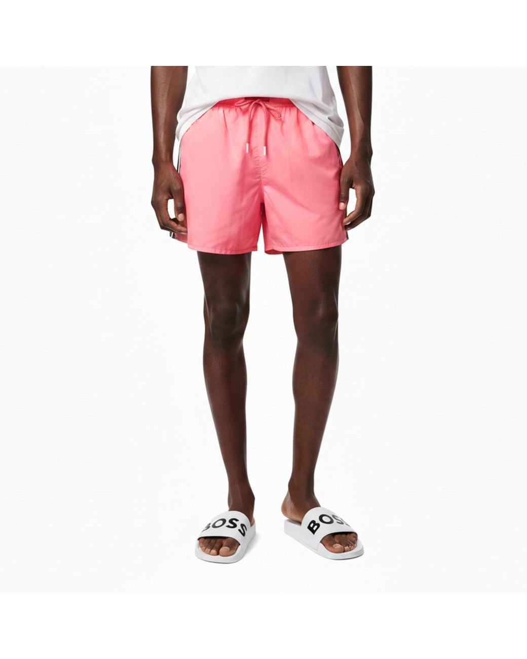 Boss Pink Simple Swimming Trunks for men