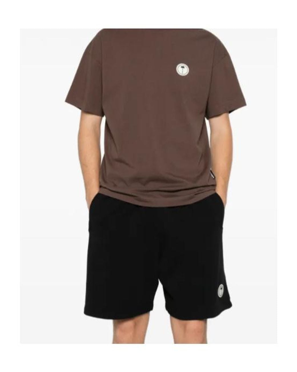 Palm Angels Brown Logo Patch Crewneck T-Shirt for men