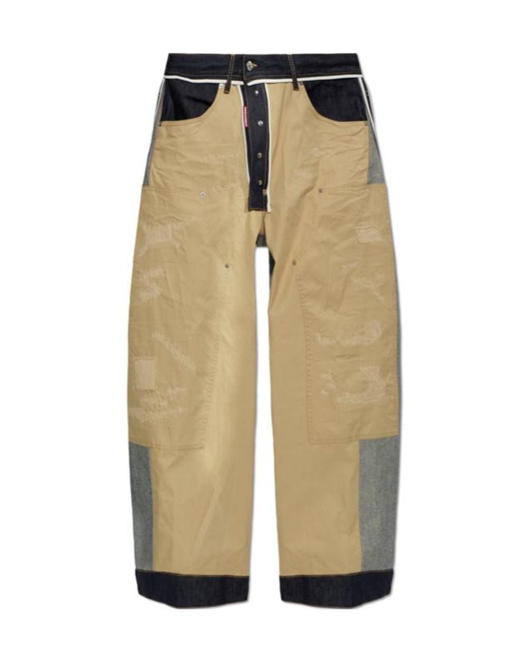 DSquared² Natural Panelled Wide-Leg Jeans for men