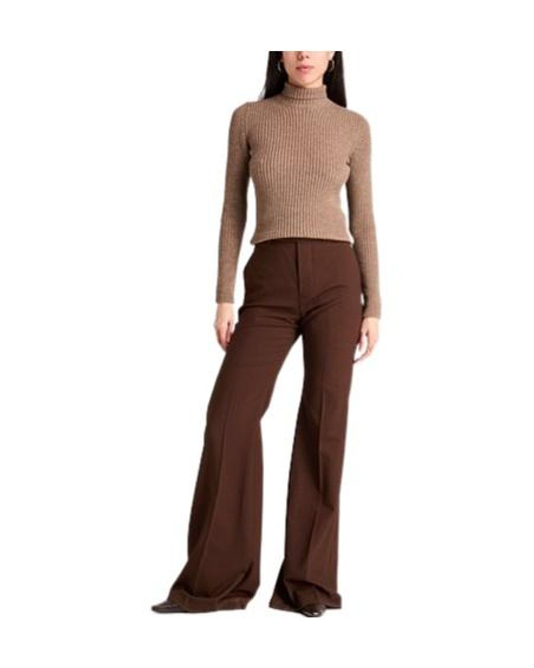 Max Mara Brown Long-Sleeved High-Neck Sweater