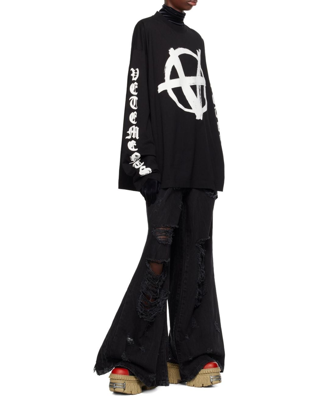 Vetements Black X New Rock Logo Detailed Lace-Up Shoes for men