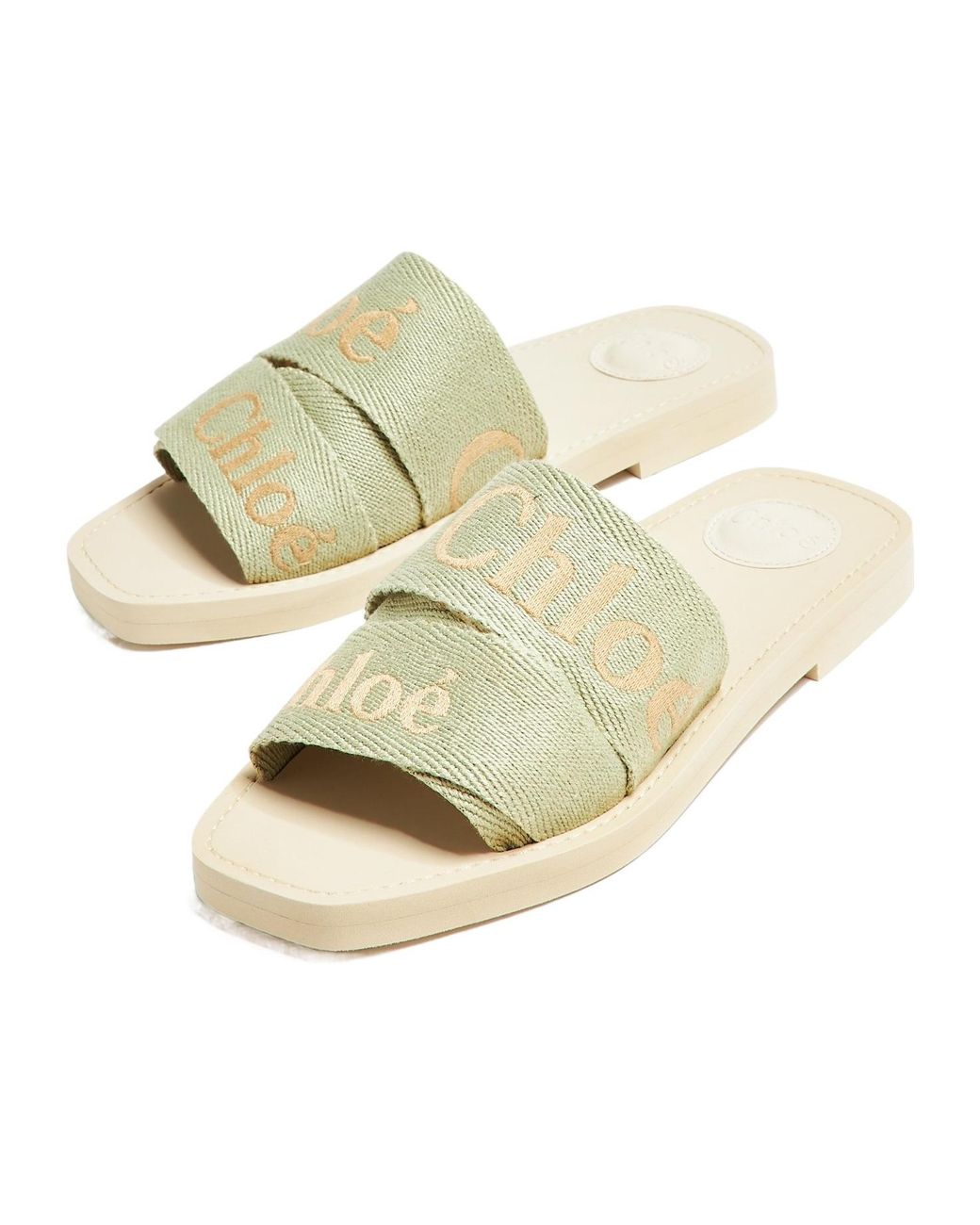 Chloé Metallic Square-Toe Flat Slides