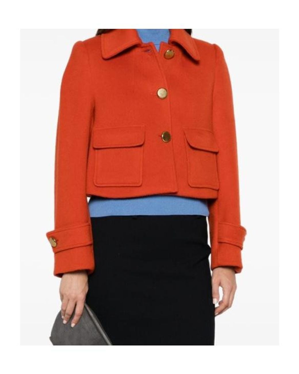 P.A.R.O.S.H. Red Button-Up Cropped Jacket