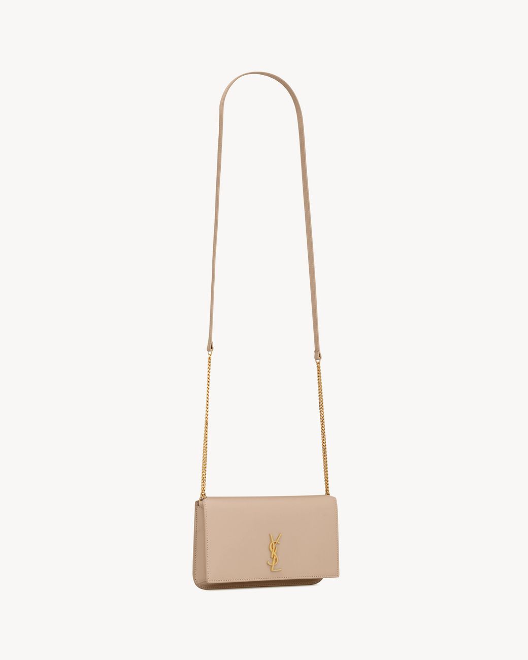 Saint Laurent White Monogram Smooth Leather Shoulder Strap Phone Pocket