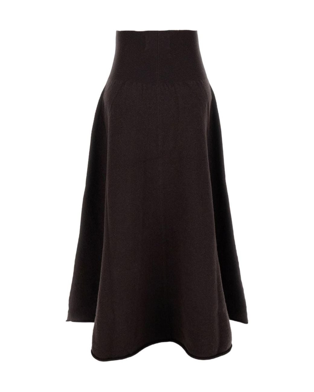 Extreme Cashmere Black A-Line Cashmere Midi Skirt