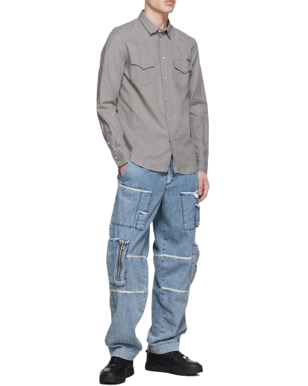 DIESEL Gray Western Long-Sleeve Shirt for men