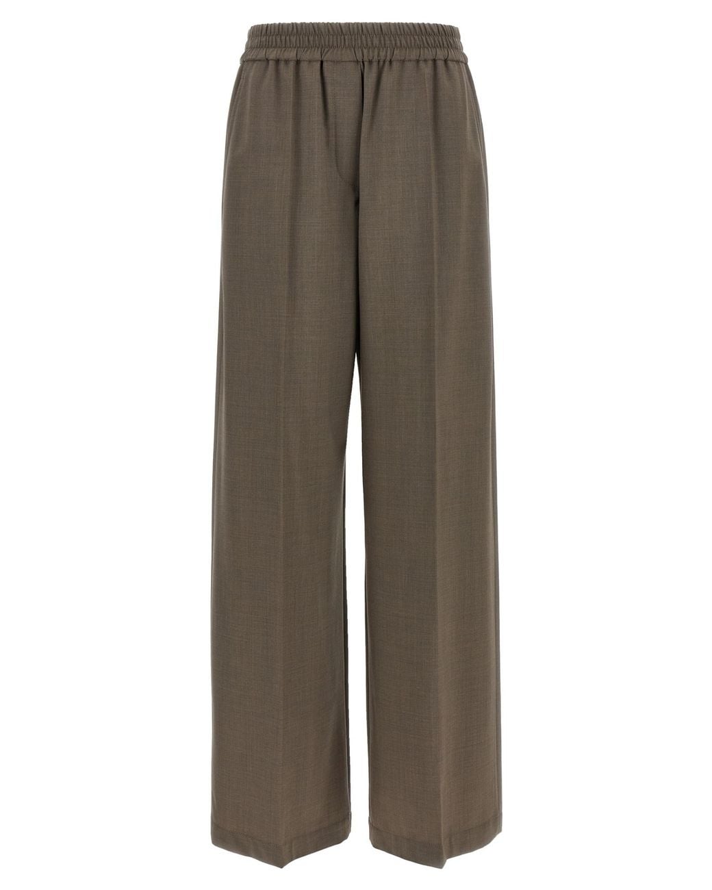 Brunello Cucinelli Brown Elastic Waist Straight-Leg Pants