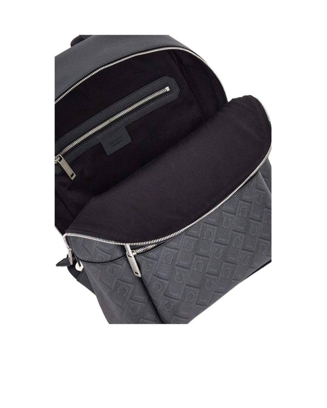 Ferragamo Black Ferragamo Logo Embossed Backpack for men