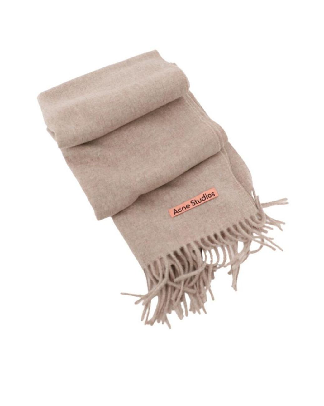 Acne Natural Logo Patch Fringed-Edge Scarf for men