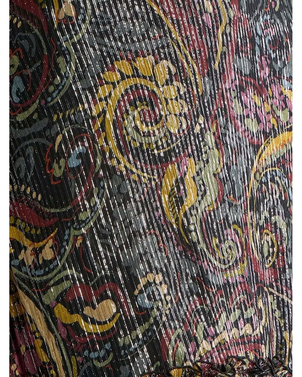 Etro Brown Silk Maxi Skirt With Striped Floral Paisley Motif