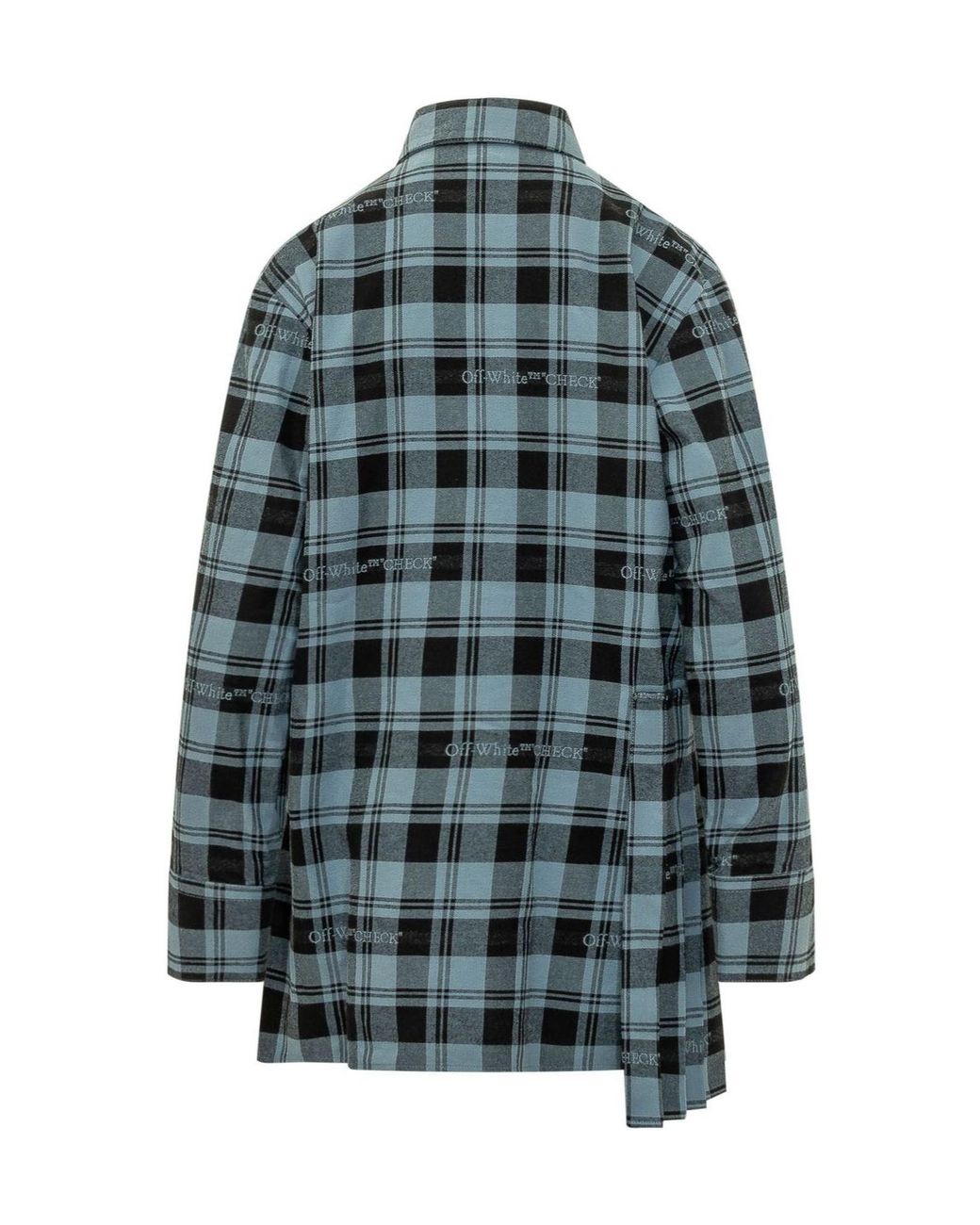Off-White c/o Virgil Abloh Blue Checked Flannel Shirt Dress