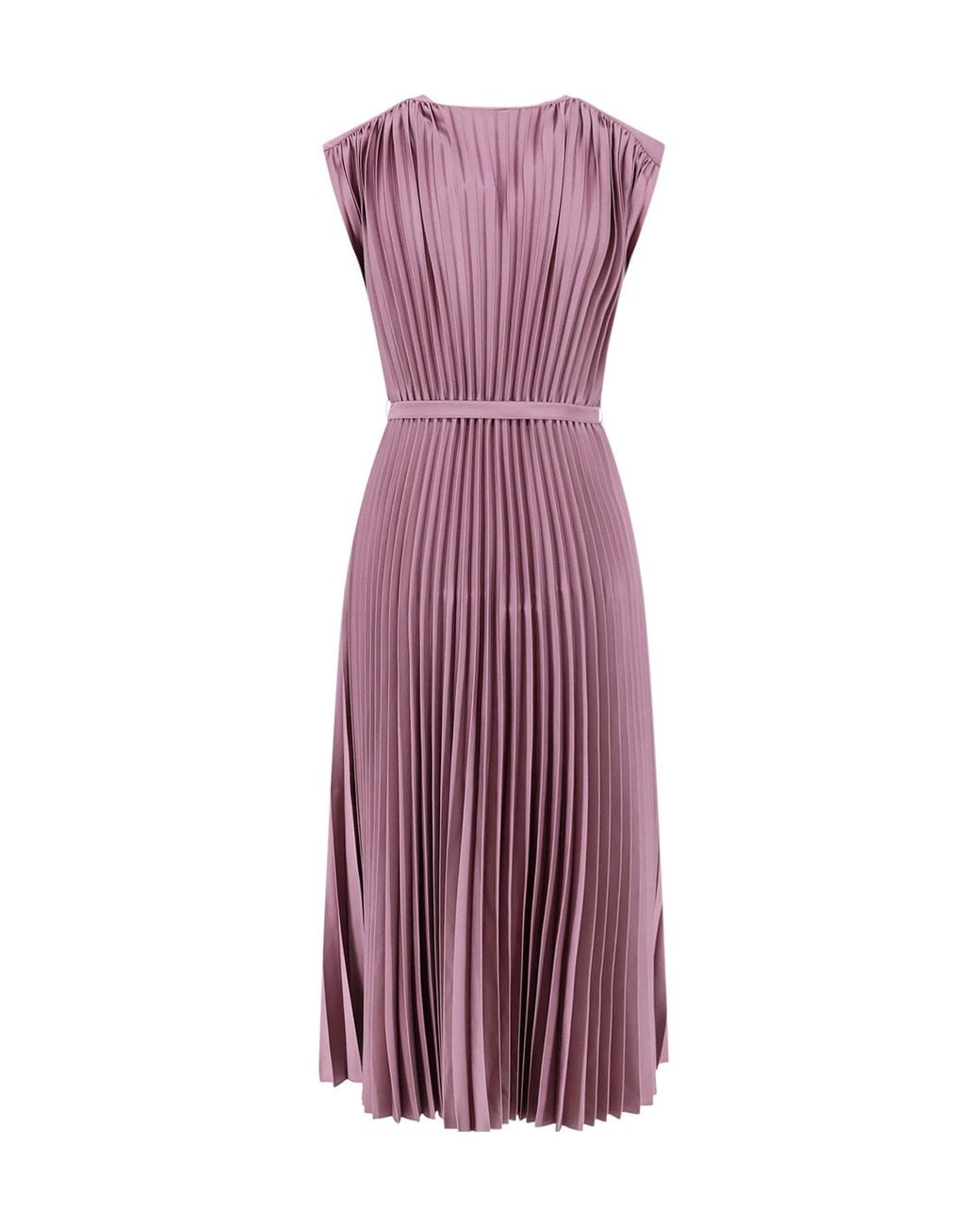 Joseph Purple Pleated Belted Dress