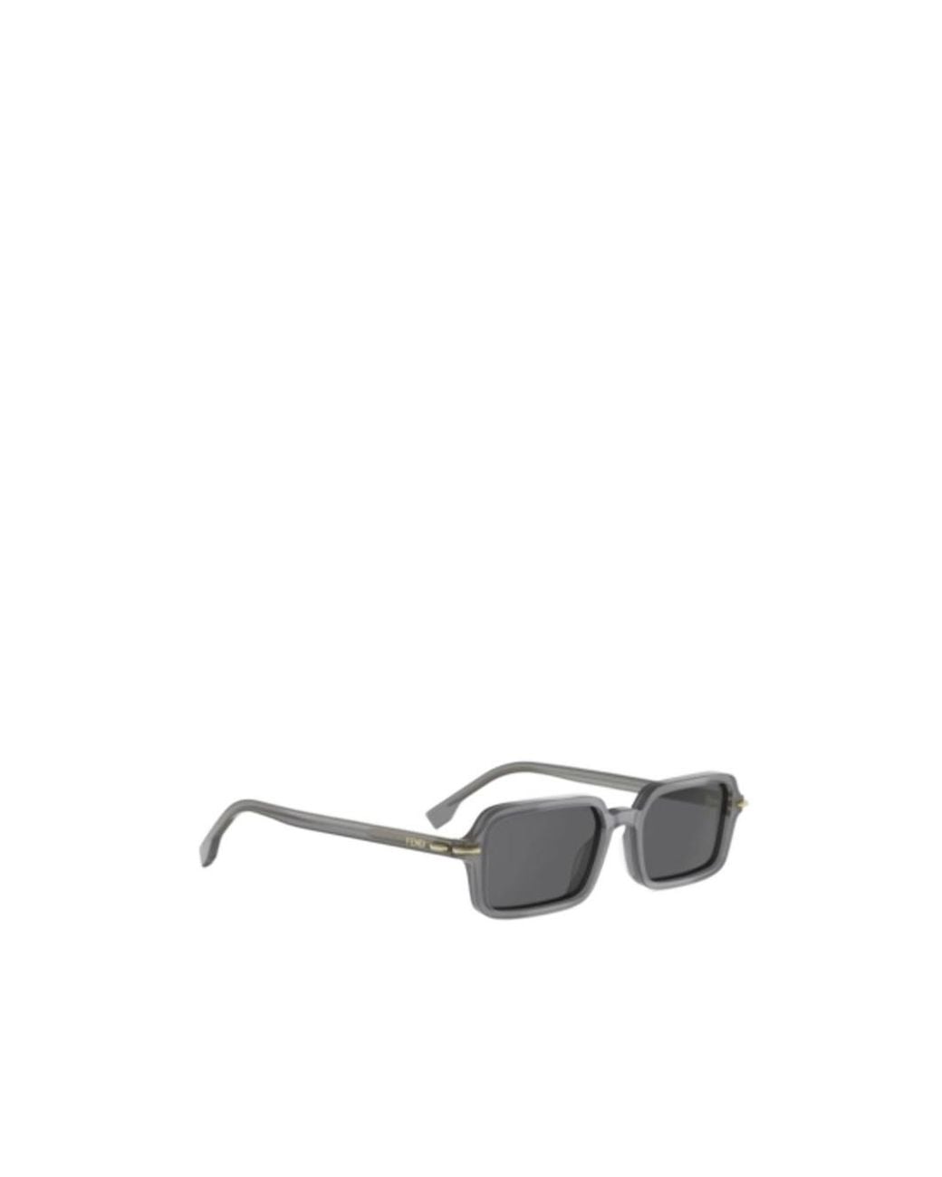 Fendi White Eyewear Selleria Rectangle Frame Sunglasses