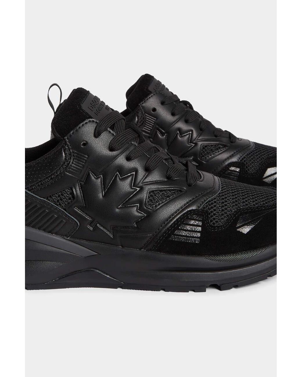 DSquared² Black Dash Maple Leaf Low-Top Sneakers for men