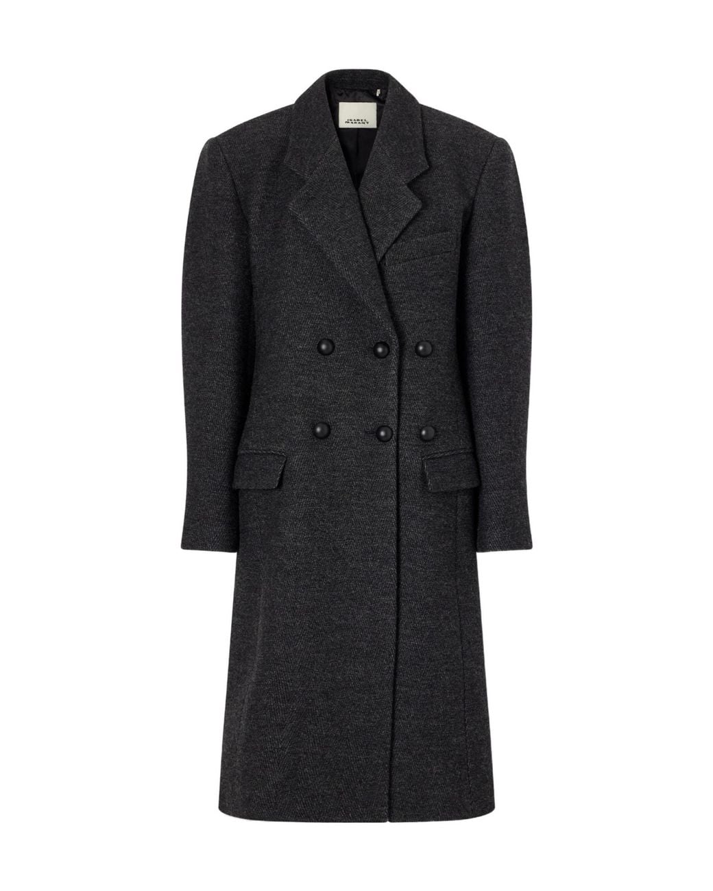 Isabel Marant Black Double-Breasted Wool And Cotton-Blend Coat